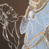 Original Persian Miniature Art Painting: Gouache and Watercolor - Girl and Old Man