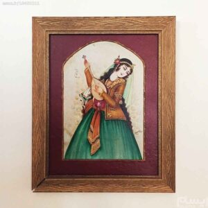 Persian Miniature Hand Painting, Khatoon (Natural Goat leather)