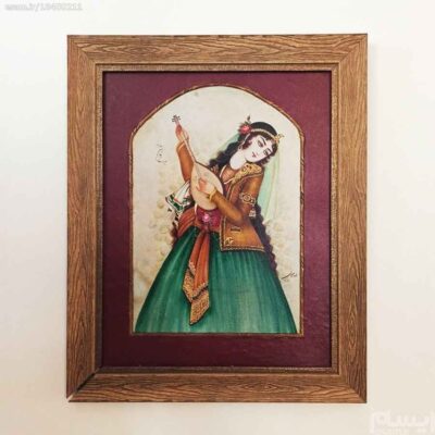 Original Persian Safavid Art Painting: Acrylic on Leather – Khatoon