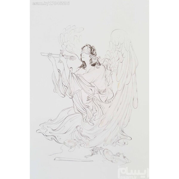 Original Persian Miniature Art Painting: Watercolor - Justice Angel
