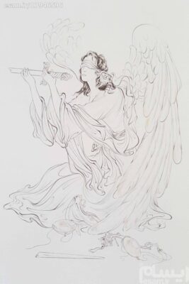 Original Persian Miniature Art Painting: Watercolor – Justice Angel
