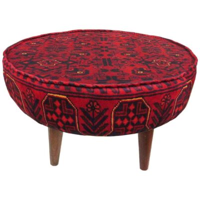 Traditional Velvet Footstool & Cushions Set Inspired by Persian Art