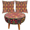 Traditional Velvet Footstool & Cushions Set Inspired by Persian Art