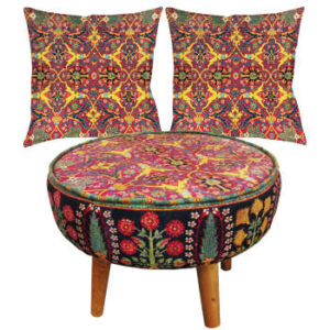 Persian Footstool Pouf Kilim Design with Cushion FA3P2