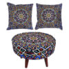 Eclectic Velvet Footstool & Cushions Set Inspired by Persian Art
