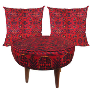 Persian Footstool Pouf Kilim Design & Cushion FA1