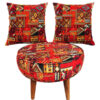 Traditional Velvet Footstool & Cushions Set Inspired by Persian Art
