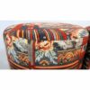 Traditional Persian Footstool with Wooden Legs and Velvet Fabric Pamir