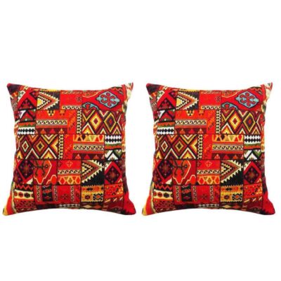 Traditional Velvet Footstool & Cushions Set Inspired by Persian Art