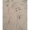 Original Persian Miniature Art Painting: Watercolor - Sheikh and Girl
