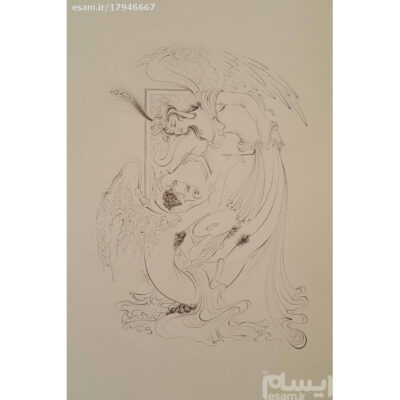 Original Persian Miniature Art Painting: Watercolor – Angel and Demon