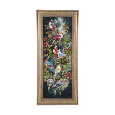 Hand-Knotted Persian Pictorial Rug from Tabriz Depicting Red Birds