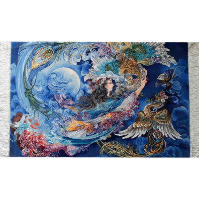 Hand-Knotted Persian Wall Hanging Rug from Tabriz Depicting Delnvaz Miniature