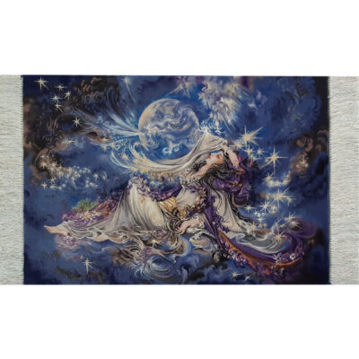 Hand-Knotted Persian Wall Hanging Rug from Tabriz Depicting Foroq Miniature