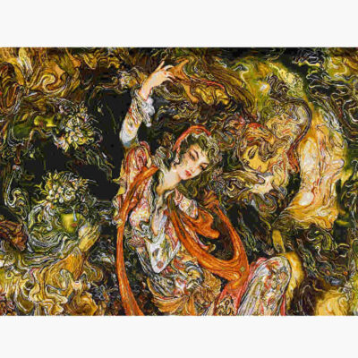 Hand-Knotted Persian Wall Hanging Rug from Tabriz Depicting Soroosh Alam Miniature
