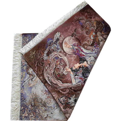 Hand-Knotted Persian Wall Hanging Rug from Tabriz Depicting Sobghahi Miniature