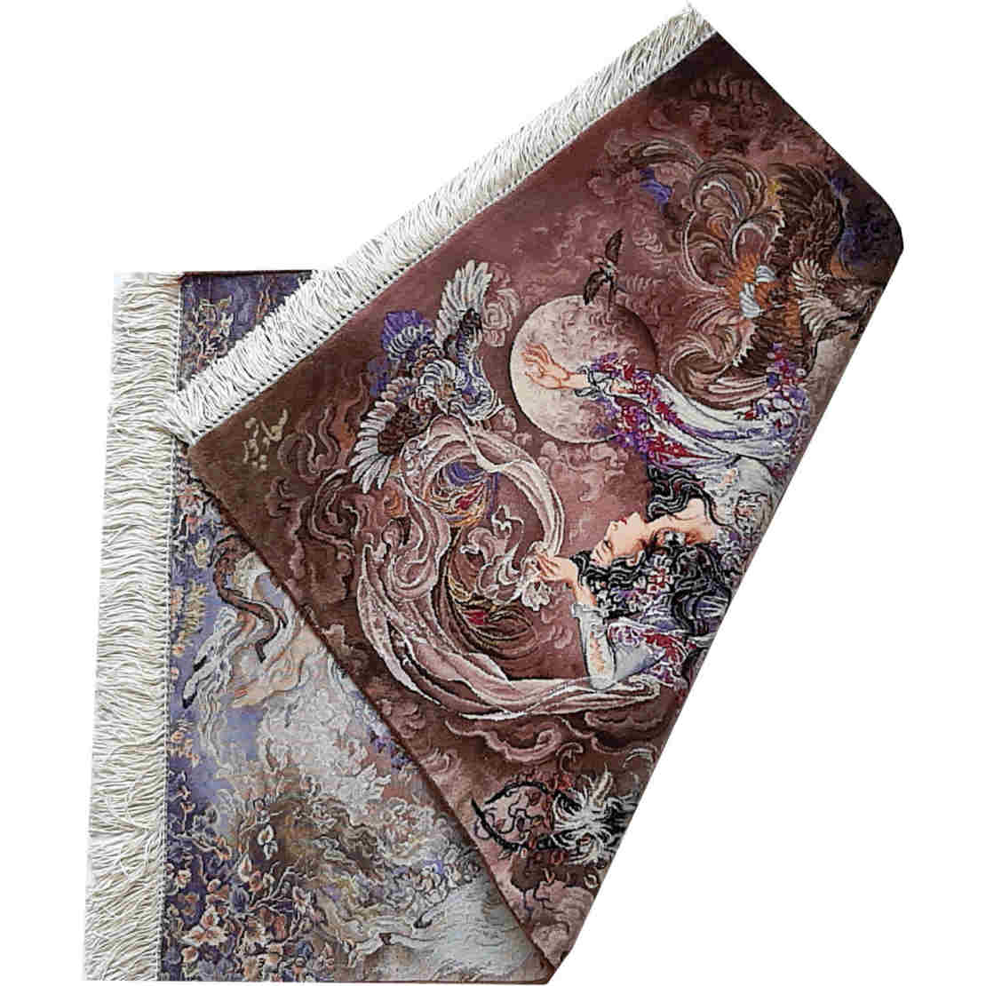 Hand-Knotted Persian Wall Hanging Rug from Tabriz Depicting Sobghahi Miniature