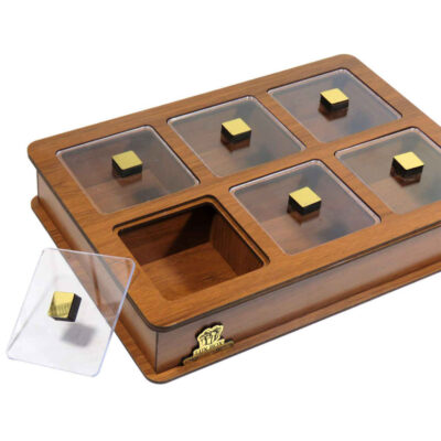 Classic Wooden Tea Bag Organizer with Multi-Chest Storage