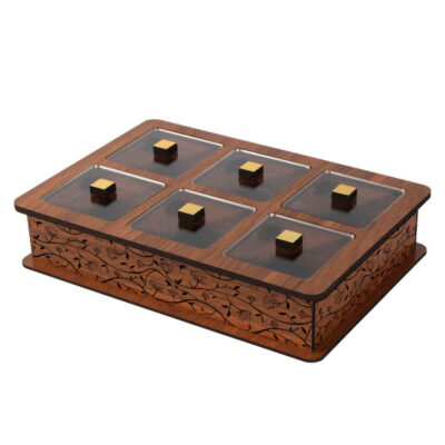 Wooden Tea Bag Organizer Box with Chest 6040