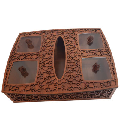 Wooden Tea Bag Organizer Box with Tissue Holder Toranj