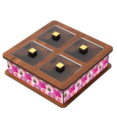Wooden Tea Bag Organizer Box with Chests 6014