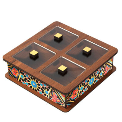 Wooden Tea Bag Organizer Box with Chests 6016