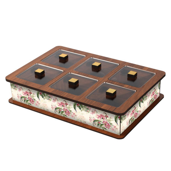 Wooden Tea Bag Organizer Box with Chests 6055