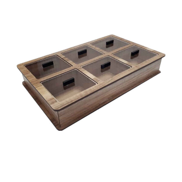 Minimal Wooden Tea Organizer Box with Multiple Chest Compartments