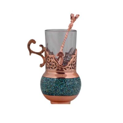 Handcrafted Persian Copper Tea & Coffee Set – Inlaid Turquoise