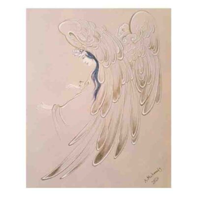 Original Persian Miniature Art Painting: Watercolor – Angel Callers