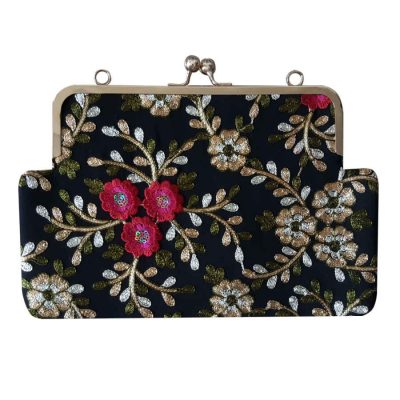 Embroidered Clutch Handbag with Floral Pattern – Tabasom