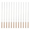 Set of Twelve Steel Skewers with Wooden Handle for Kebab and Grilling