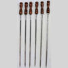 Set of Six Steel Skewers with Wooden Handle & Cover for Kebab and Grilling