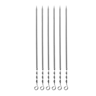 Set of Six Flat & Twisted Skewers (60 cm) for Chicken Kebab and Grilling