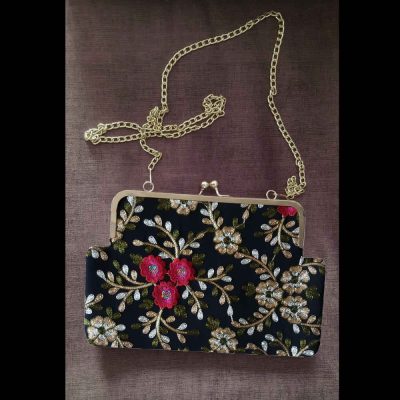 Embroidered Clutch Handbag with Floral Pattern – Tabasom