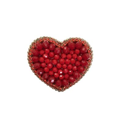 Feminine Beaded Brooch Pin – Heart Design