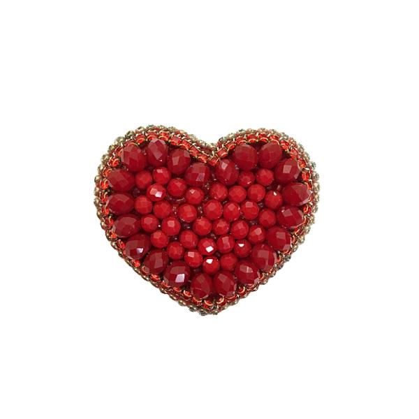 Feminine Beaded Brooch Pin – Heart Design