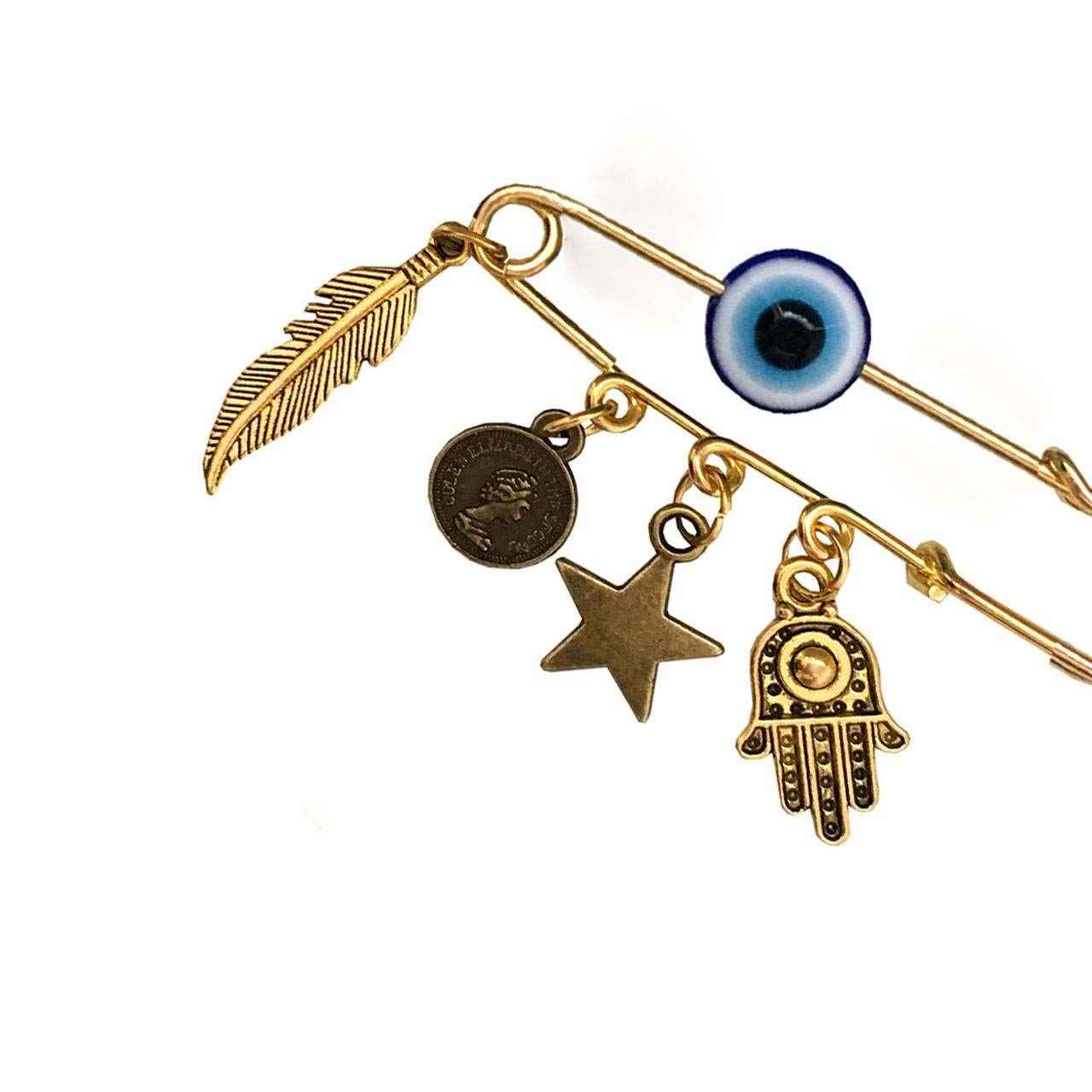 Evil Eye Safety Pin Brooch – Classic Protective Charm