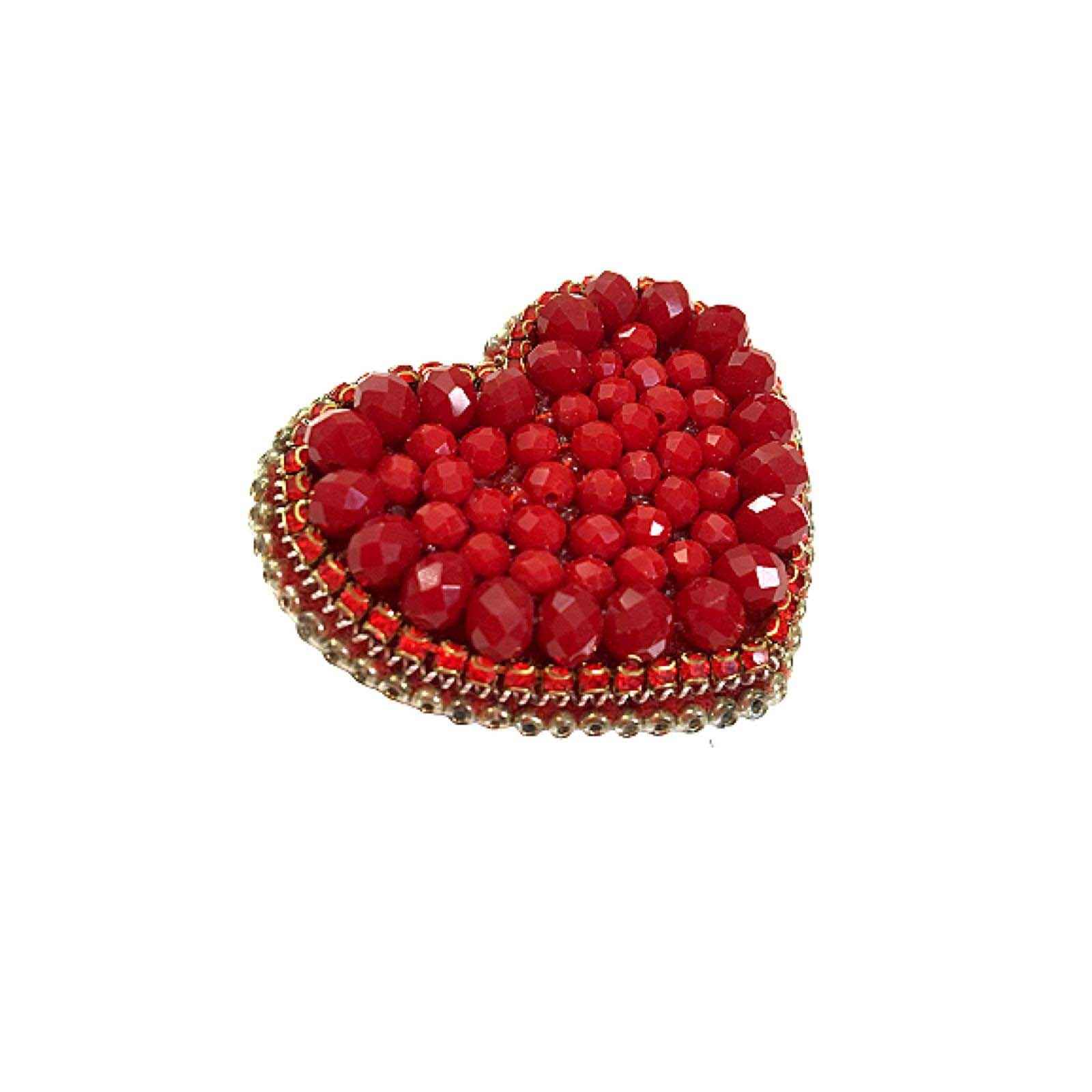Feminine Beaded Brooch Pin – Heart Design