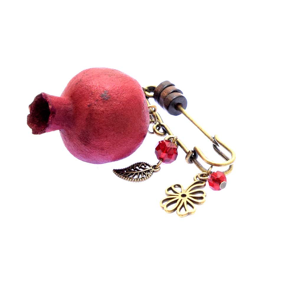 Pomegranate Safety Pin Brooch – Symbol of Fertility and Prosperity