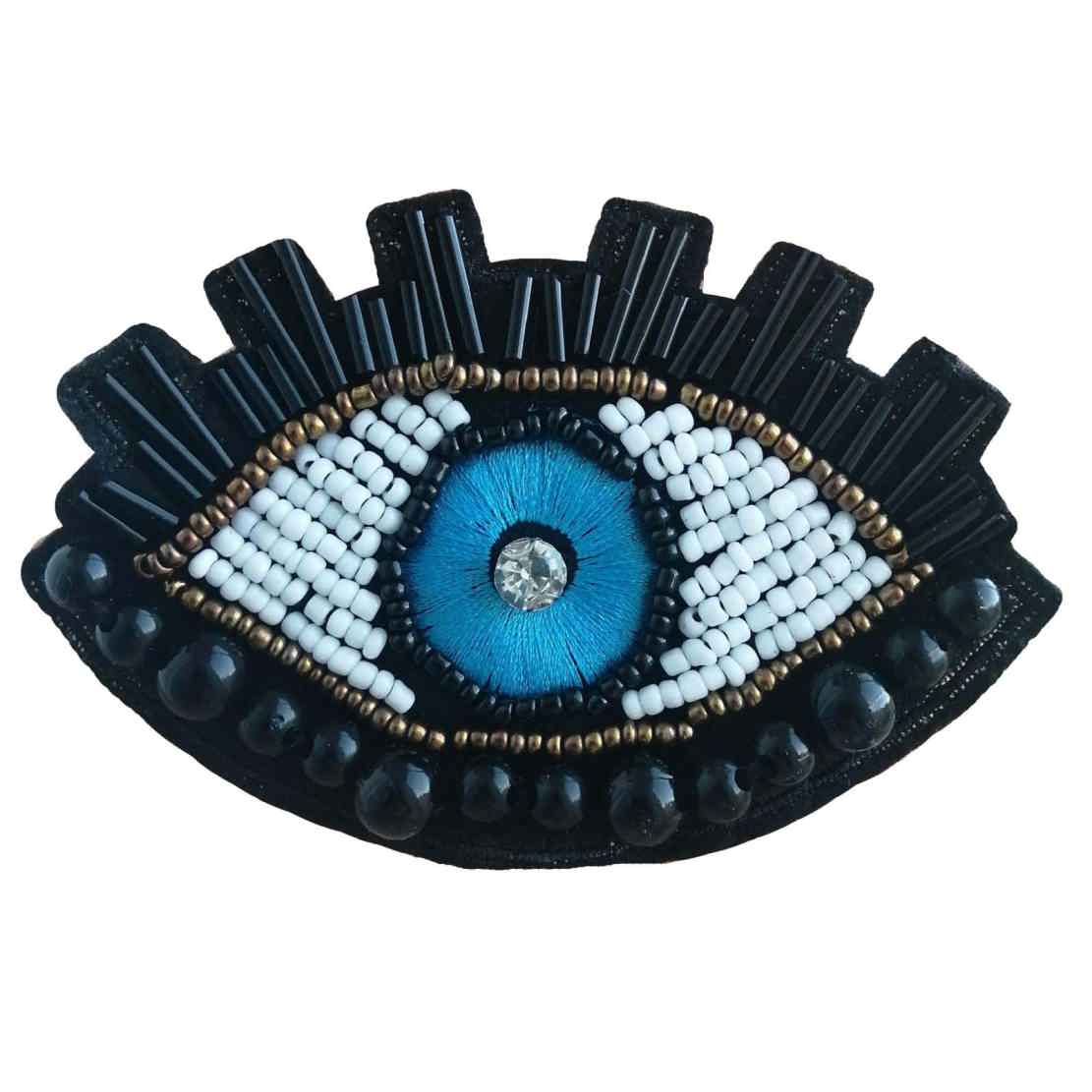 Feminine Beaded Brooch Pin – Blue Eye Design