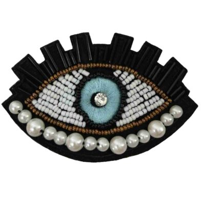 Feminine Beaded Brooch Pin – Blue Eye Design