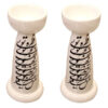 Persian Ceramic Candlestick Featuring Mashgh Calligraphy