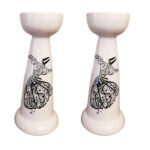 Persian Ceramic Candlestick with Calligraphy Design
