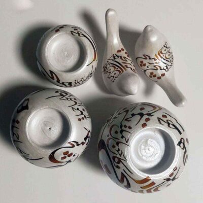 Persian Pottery Tealight Candle Holder Model Calligraphy