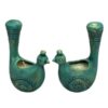 Persian Pottery Candlestick Handmade with Artisan Elegance Peafowl