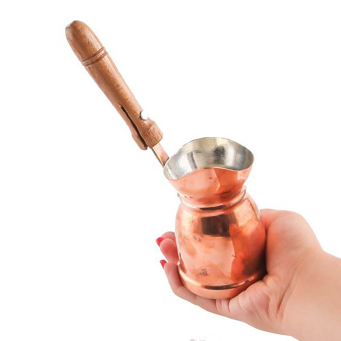 Turkish Coffee Pot – Traditional Hammered Copper Cezve / Ibrik, Mesaleen