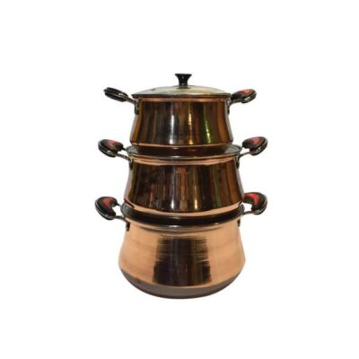 Persian Copper Stock Pot – Traditional Cooking Model F518, Set of 3