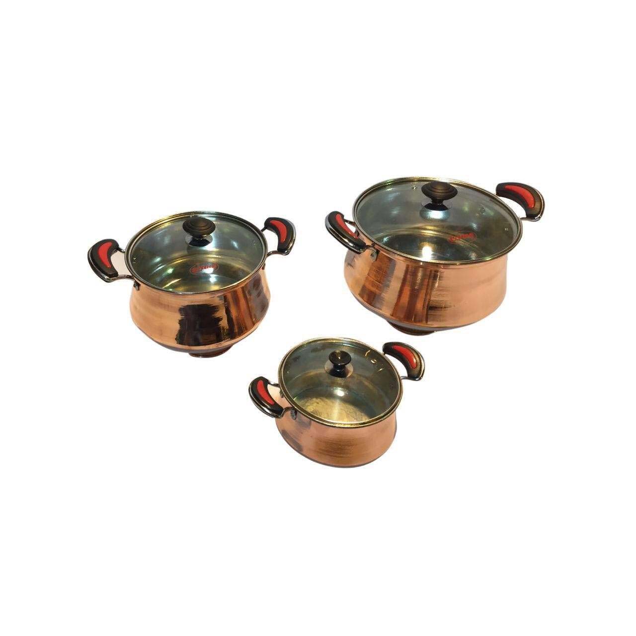 Persian Copper Stock Pot – Traditional Cooking Model F518, Set of 3