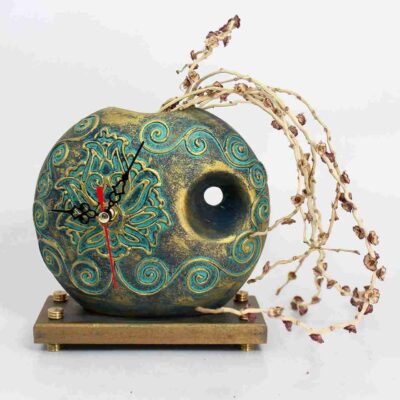 Persian Artistic Pottery Desk Clock Model Flower